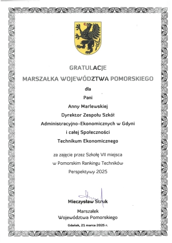 Gratulacje od Marszałka Województwa