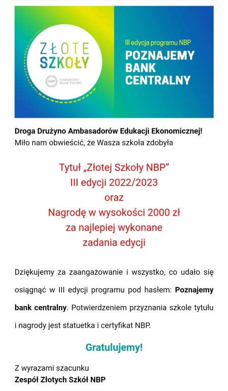 GRATULACJE dla Naszej Drużyny  