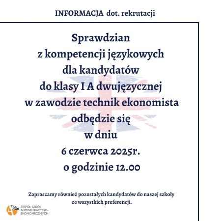 REKRUTACJA - Sprawdzian kompetencji językowych do klasy dwujęzycznej