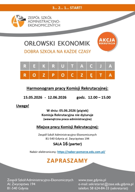 DYŻURY KOMISJI REKRUTACYJNEJ od 15 MAJA