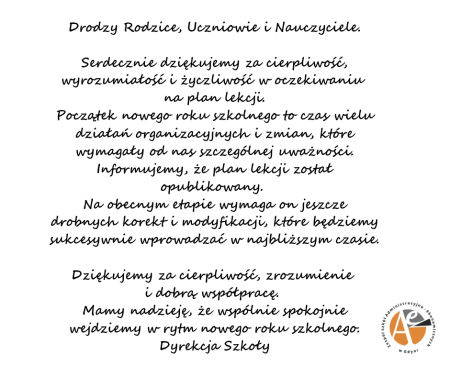 Słowo od Dyrekcji